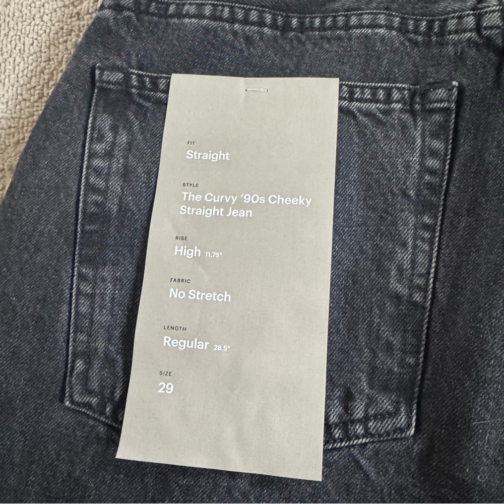 Everlane jeans The Curvy 90's Cheeky Straight Grey washed black 29 new - Picture 10 of 16